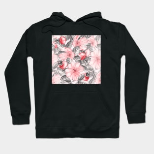 Pink Flowers in the black Hoodie